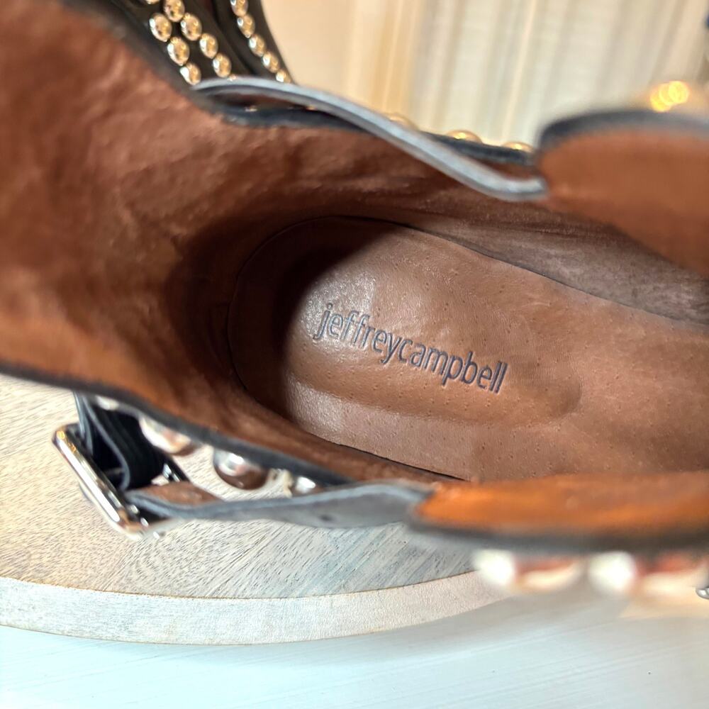Jeffrey Campbell Rylance Black Leather Studded Ankle Booties Cut Out Size 8.5 - Picture 8 of 11